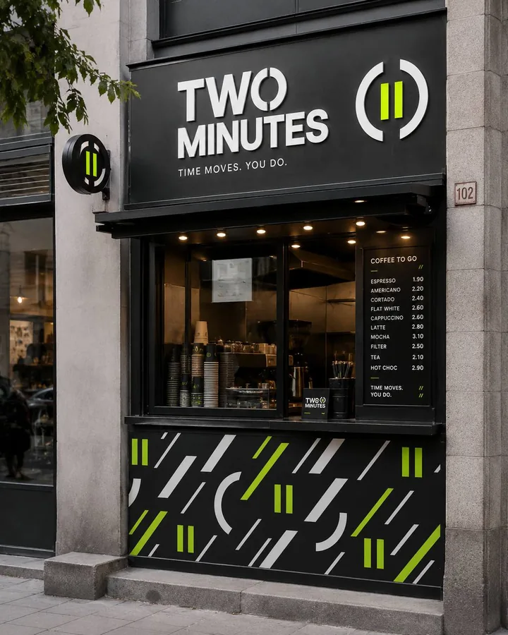 Фасадная вывеска TWO MINUTES